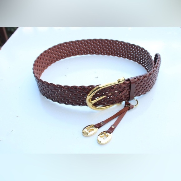 Michael Kors brown braided leather belt